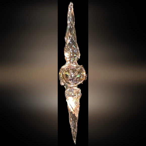 Hand Blown Elegant Glass Icicle Finial Christmas Ornaments Iridescent Set Of 4 - Picture 4 of 7